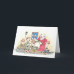 Dreidel in Santa's Workshp Holiday Card<br><div class="desc">Santa and elves wonder how a dreidel got on his list of toys</div>
