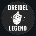 Dreidel Legend Jewish Happy Hanukkah Menorah Classic Round Sticker<br><div class="desc">Dreidel Legend Jewish Happy Hanukkah Menorah</div>