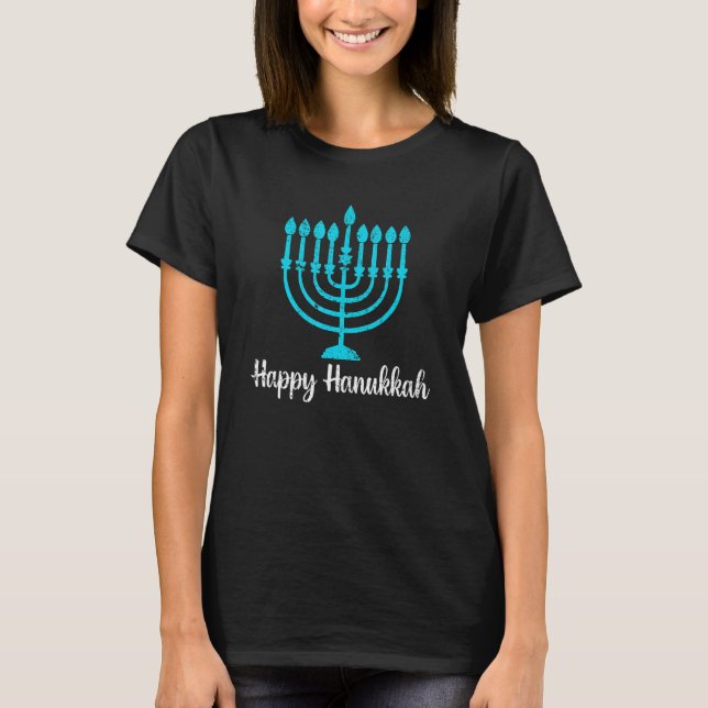 Dreidel Menorah  Chanukah Happy Hanukkah T-Shirt (Front)