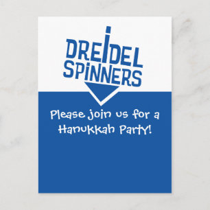 Dreidel Spinners Hanukkah Party Invitation Postcard
