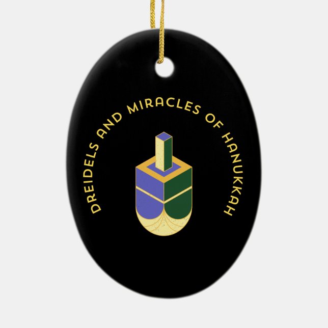 DREIDELS AND MIRACLES OF HANUKKAH CERAMIC TREE DECORATION (Back)
