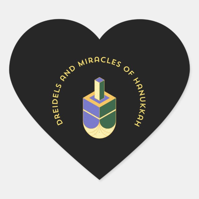 DREIDELS AND MIRACLES OF HANUKKAH HEART STICKER (Front)