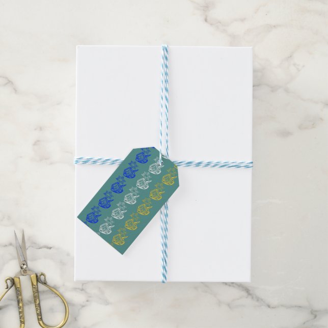 Dreidels + Stars Gift Tags (With Twine)