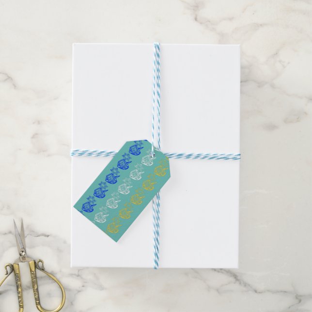 Dreidels + Stars Gift Tags (With Twine)