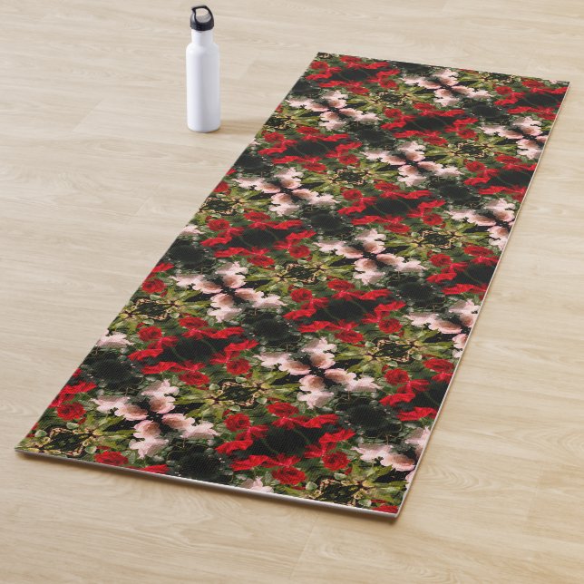 Drenched Red And White Roses Pattern   Yoga Mat (In Situ)