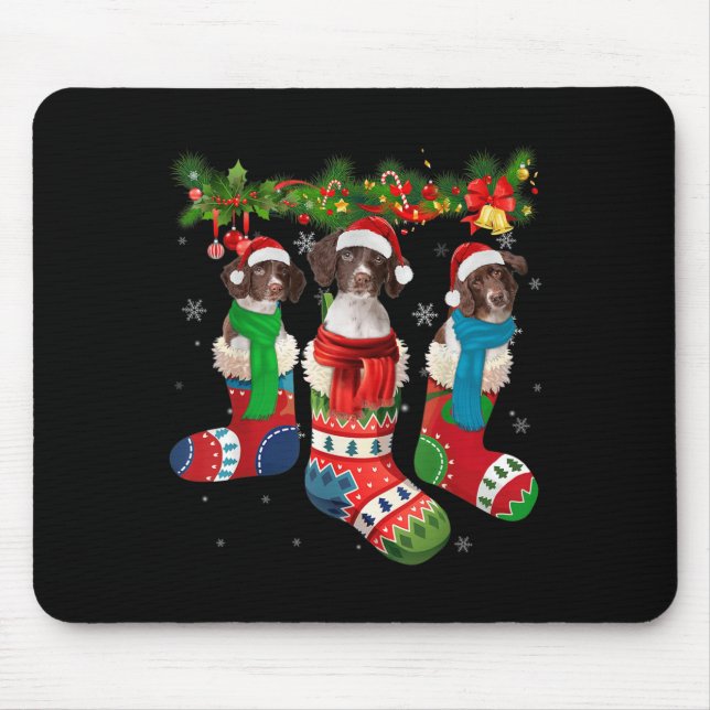 Drentse Patrijshond In Christmas Socks  Mouse Pad (Front)