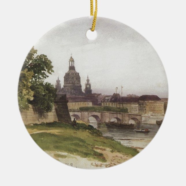 Dresden. Bridge of August by Ivan Shishkin Ceramic Tree Decoration (Front)