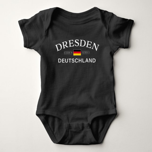 Dresden Deutschland Coordinates German Baby Bodysuit (Front)