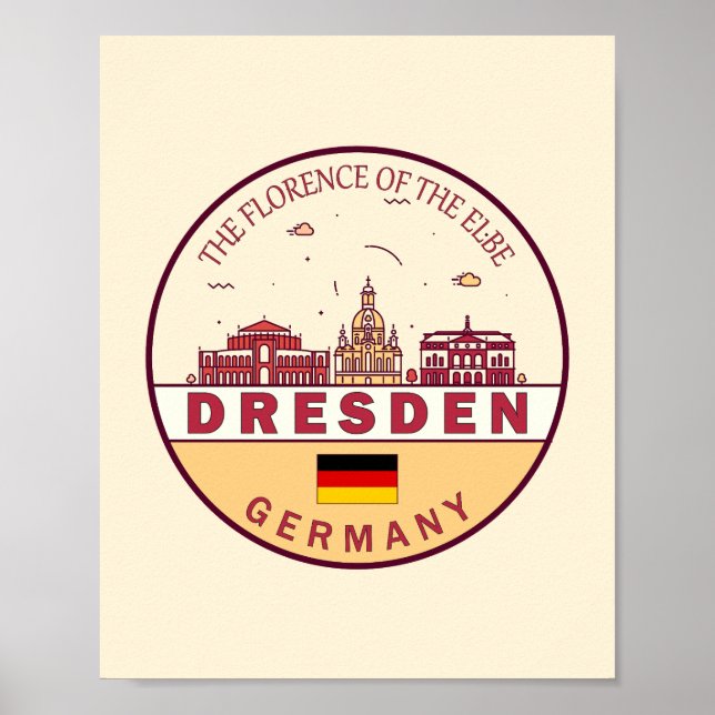 Dresden Germany City Skyline Emblem Poster (Front)