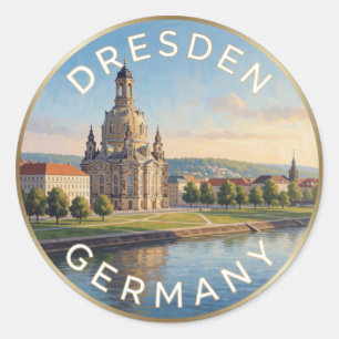 Dresden Germany Frauenkirche River Scene Classic Round Sticker
