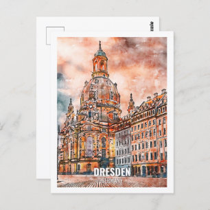 Dresden Germany Travel Place Watercolor Postcard