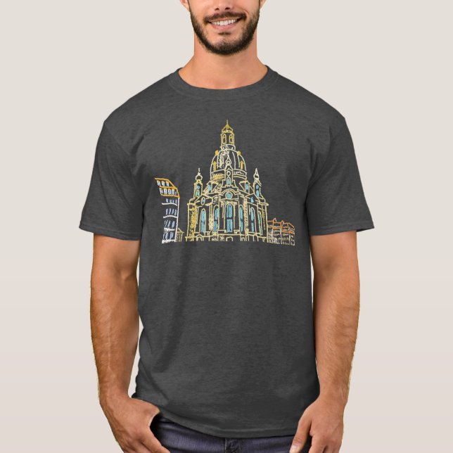Dresden Germany Unique Hand Drawn Art Gift Men T-Shirt (Front)