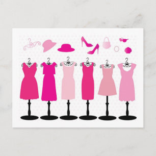 dress-163552 PINKS  dress dresses hat clothes clot Postcard