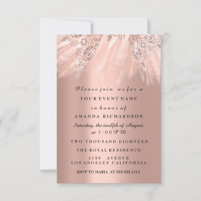 Dress Bridal Shower Sweet 16th 15th Rose Blush Invitation (Front)