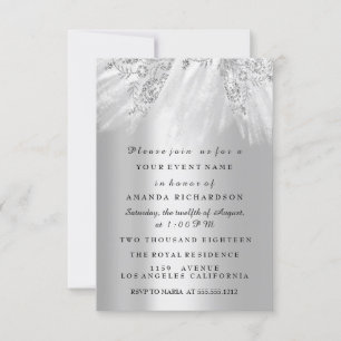 Dress Bridal Sweet 16th 15th Wedding Silver Grey Invitation