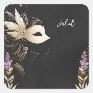 Dress Code Prom Masquerade Ball Bridal Shower Square Sticker