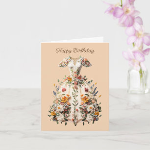 Dress Flower Art Birthday Card