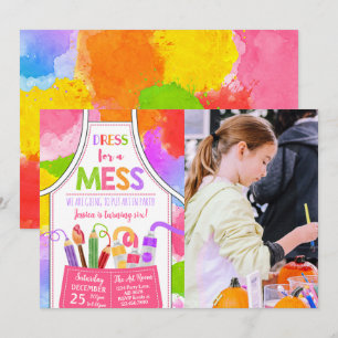 Dress For A Mess Art Birthday Photo Invitation