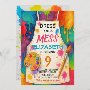 Dress for a Mess Art Party Birthday Invitation