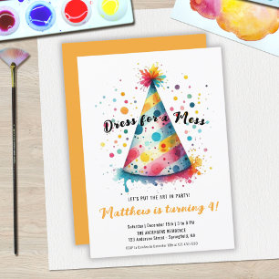 Dress for a Mess Kids Fun Art Painting Birthday Invitation
