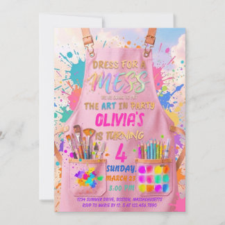 Dress for an artistic painting party birthday  invitation