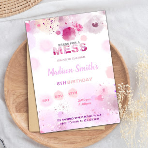 Dress for mess Paint Birthday Invitations