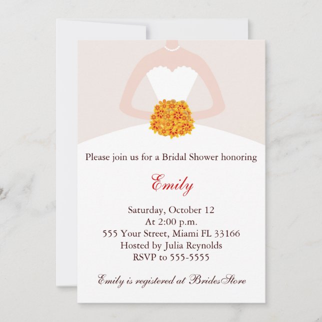 Dress Invitation Fall Bridal Shower (Front)