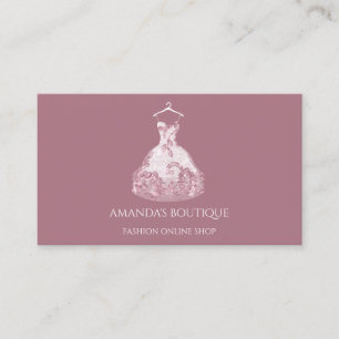 Dress Logo Fashion Boutique Online Shop Rose Lace Business Card