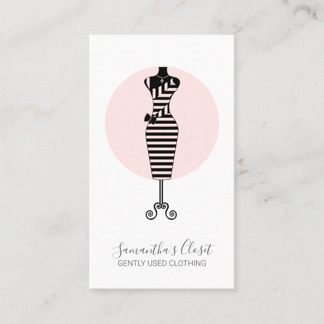 Dress Mannequin Blush Pink Used Clothing Seller Business Card (Front)