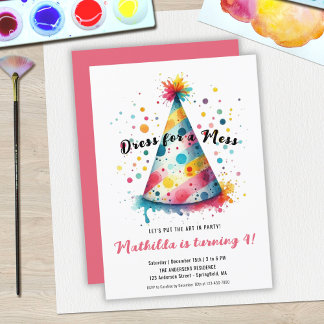 Dress Mess Kids Art Painting Party Girl Birthday Invitation
