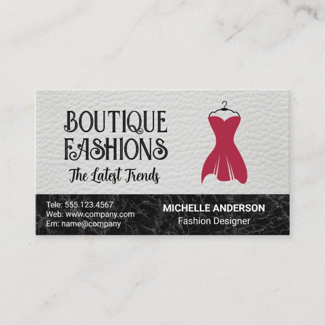 Dress on Coat Hanger | Fashions Business Card (Front)