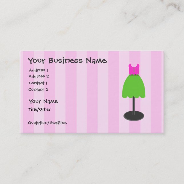 Dress Shop Pink Business Cards (Front)