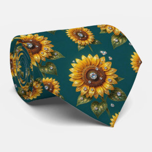 Dress Up Casual Sunflowers and Diamonds Tie