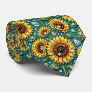 Dress Up Casual Sunflowers and Diamonds Tie