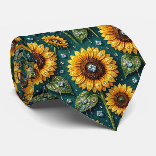 Dress Up Casual Sunflowers and Diamonds Tie