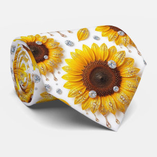 Dress Up Casual Sunflowers and Diamonds Tie