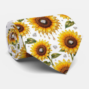 Dress Up Casual Sunflowers and Diamonds Tie