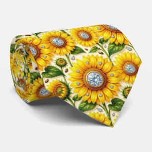 Dress Up Casual Sunflowers and Diamonds Tie