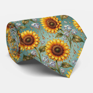 Dress Up Casual Sunflowers and Diamonds Tie
