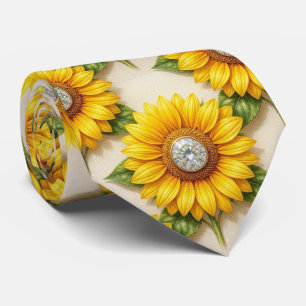 Dress Up Casual Sunflowers and Diamonds Tie