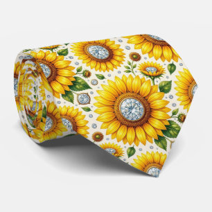 Dress Up Casual Sunflowers and Diamonds Tie