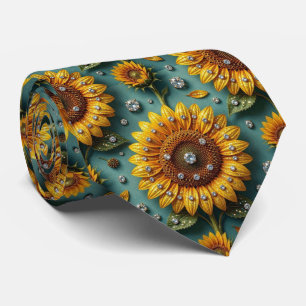 Dress Up Casual Sunflowers and Diamonds Tie
