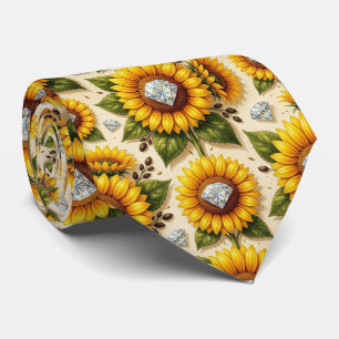 Dress Up Casual Sunflowers and Diamonds Tie