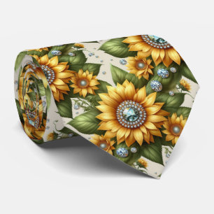 Dress Up Casual Sunflowers and Diamonds Tie