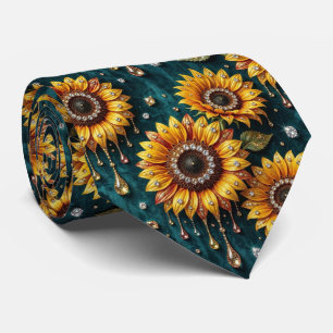 Dress Up Casual Sunflowers and Diamonds Tie