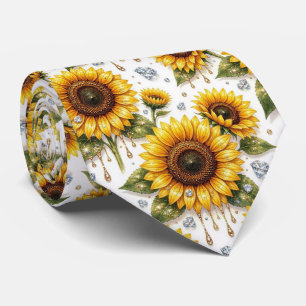 Dress Up Casual Sunflowers and Diamonds Tie