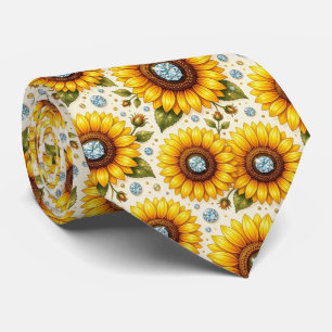 Dress Up Casual Sunflowers and Diamonds Tie