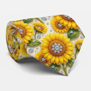 Dress Up Casual Sunflowers and Diamonds Tie