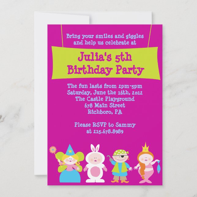 Dress Up Costume Party Birthday Invitation (Front)