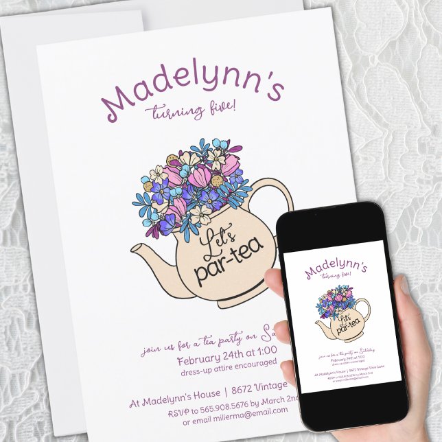 Dress Up Par-Tea Girls Birthday Tea Party Invitation (Creator Uploaded)